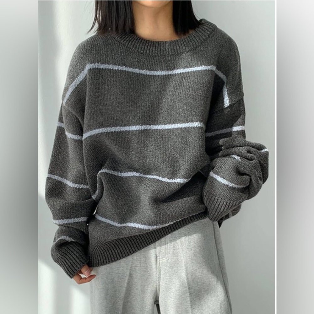 Heartloom Gray Striped Sweater